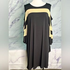 Nina Leonard cold shoulder, color block sheath dress new size 3X